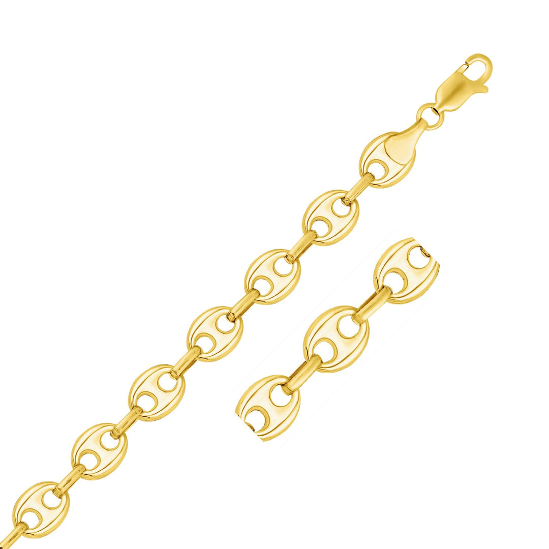 Brand New 14k Yellow Gold Puffed Mariner Link Bracelet (11.00 mm)