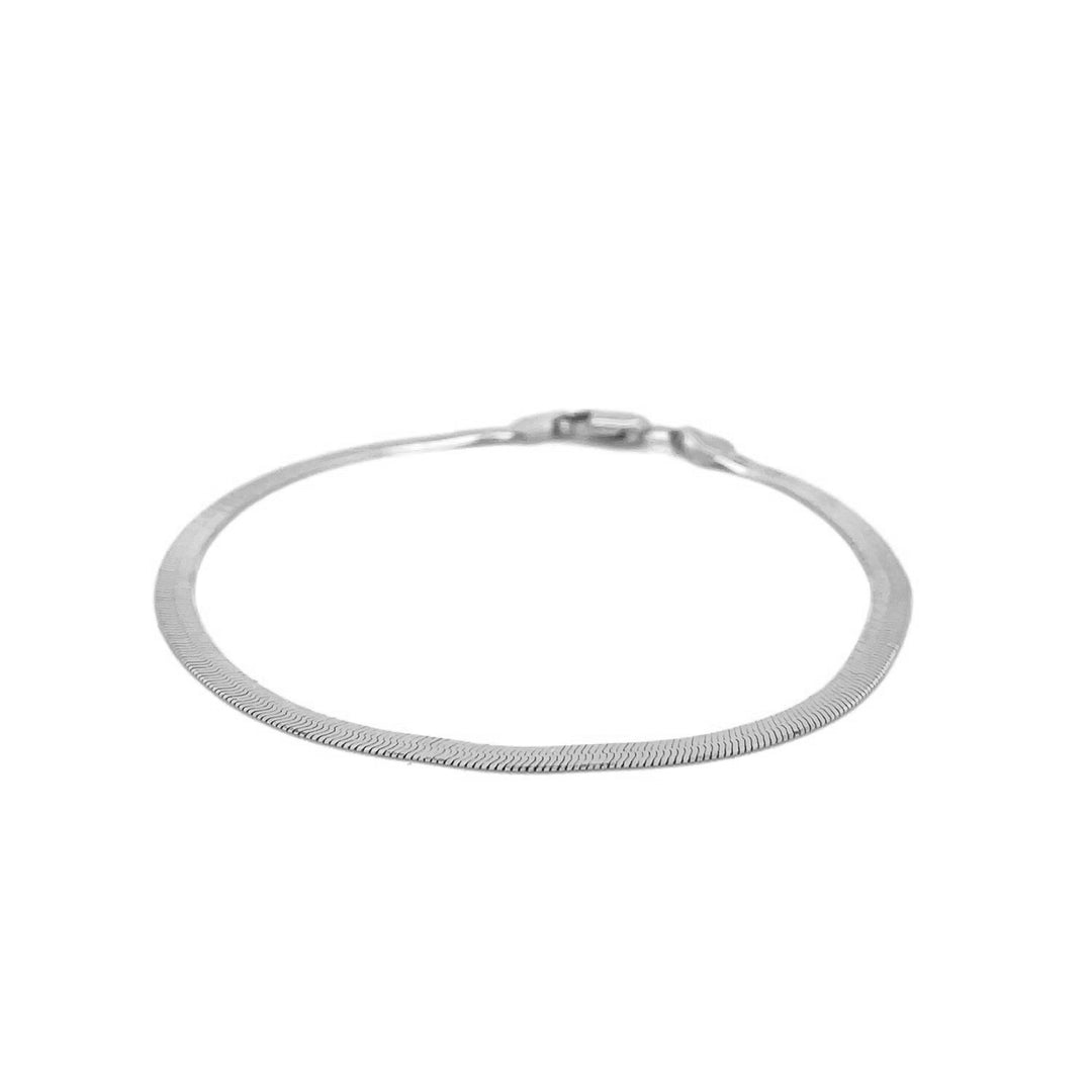 Brand New 14k White Gold Super Flex Herringbone Bracelet (2.80 mm)