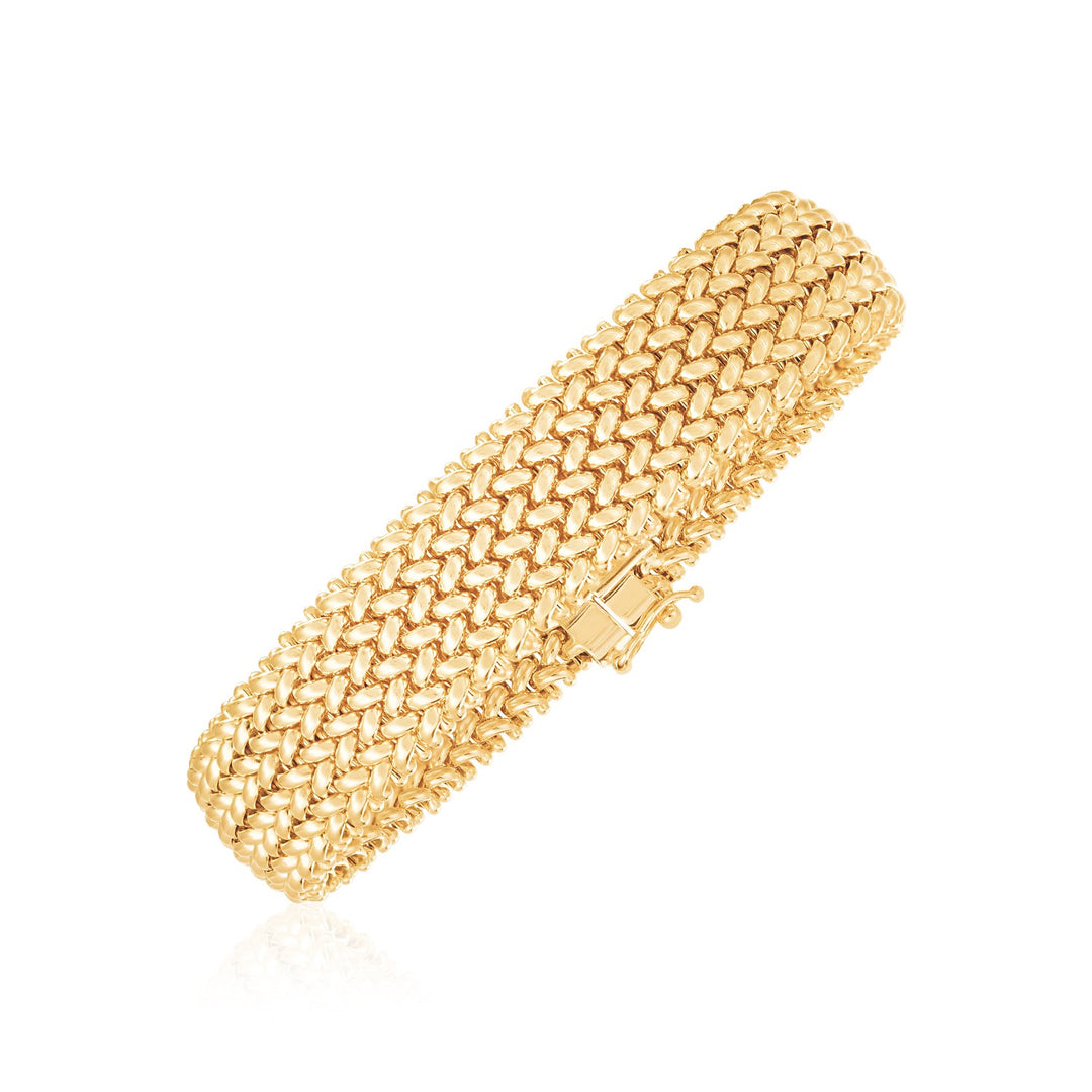 Brand New 14k Yellow Gold High Polish Thick Braided Bracelet  (14.50 mm)