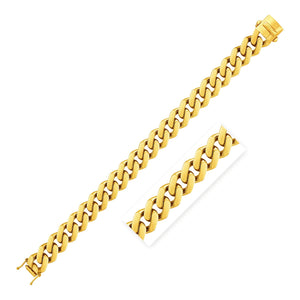 Brand New 14k Yellow Gold 8 1/2 inch Wide Polished Curb Chain Bracelet (13.50 mm)