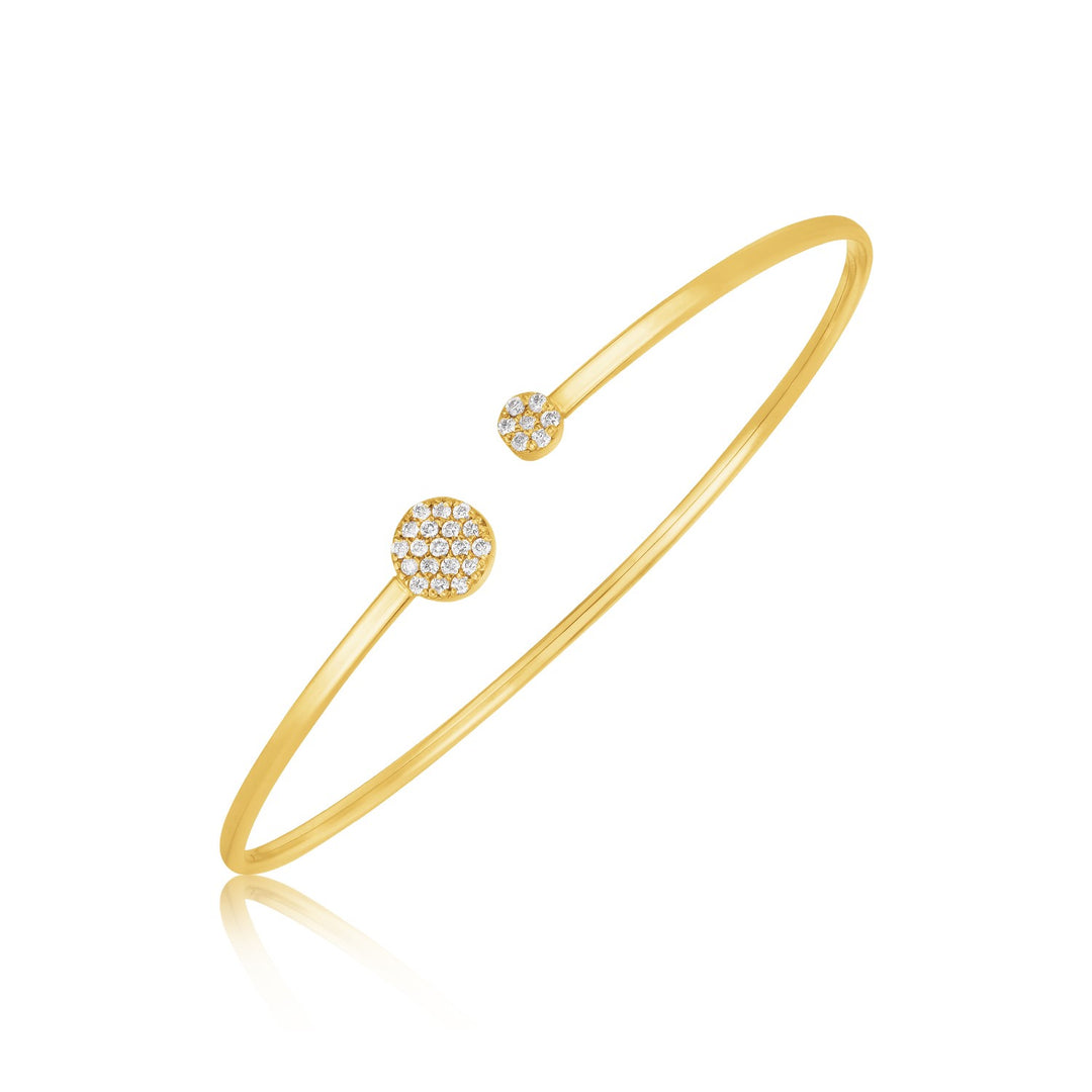 Brand New 14k Yellow Gold High Polish Diamond Cluster Bangle (2.00 mm)