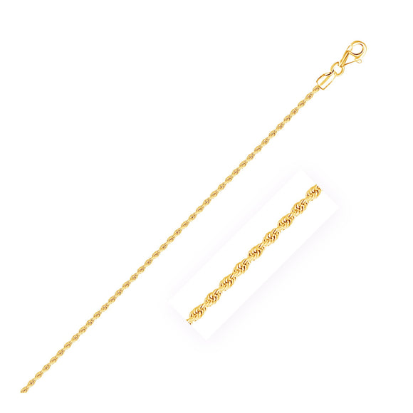Brand New 10k Yellow Gold Solid Diamond Cut Rope Bracelet (1.80 mm)
