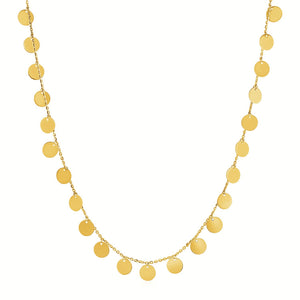 Brand New Choker Necklace with Polished Discs in 14k Yellow Gold