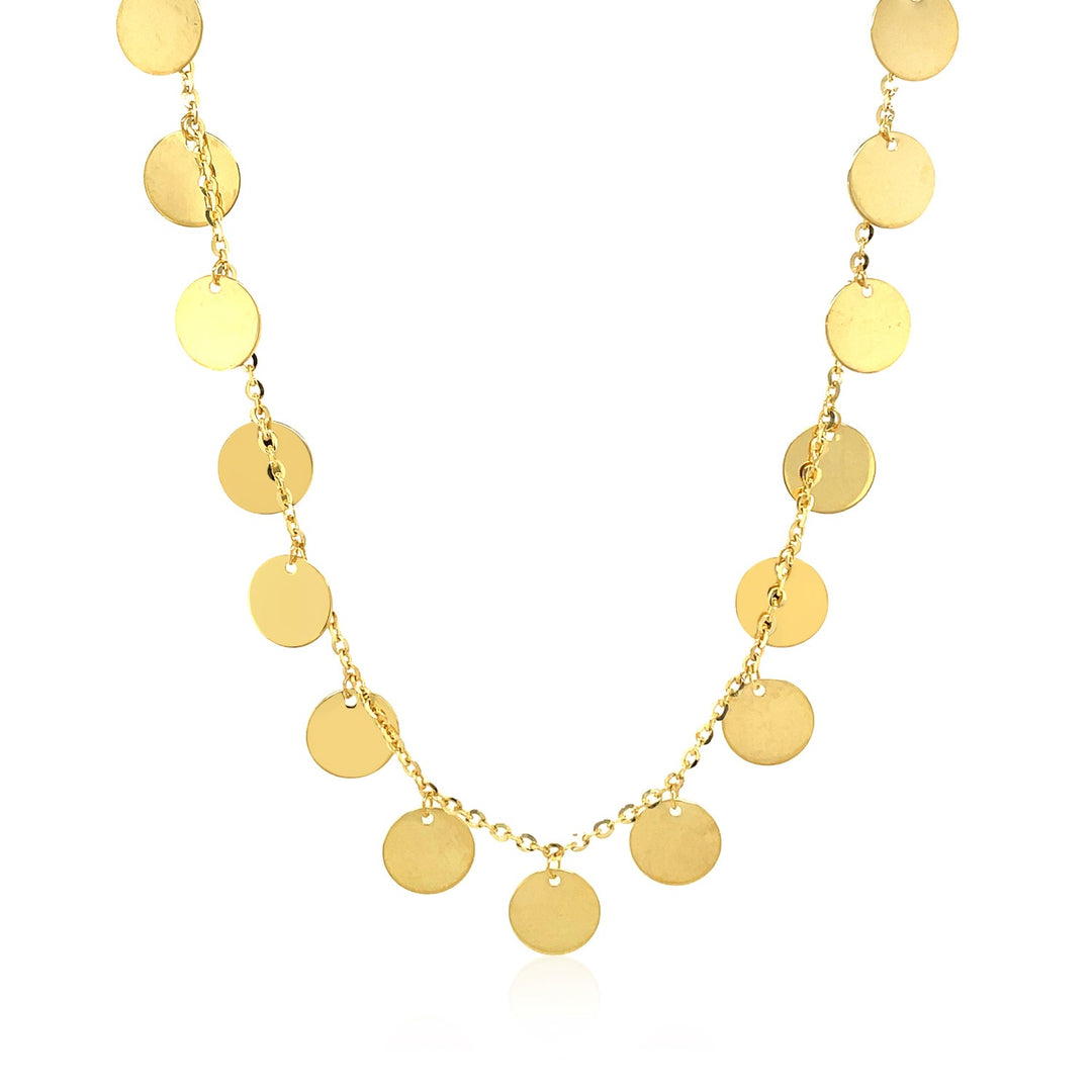 Brand New Choker Necklace with Polished Discs in 14k Yellow Gold