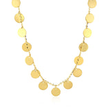 Brand New Choker Necklace with Polished Discs in 14k Yellow Gold