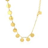 Brand New Choker Necklace with Polished Discs in 14k Yellow Gold