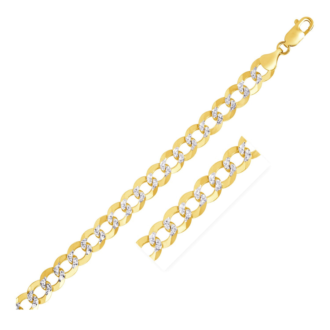 Brand New 14k Two Tone Gold Pave Curb Chain (8.30 mm)