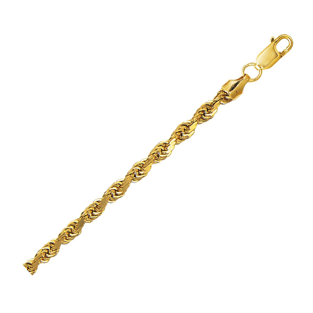 Brand New 10K Yellow Gold Hollow Diamond Cut Rope Chain (4.00 mm)