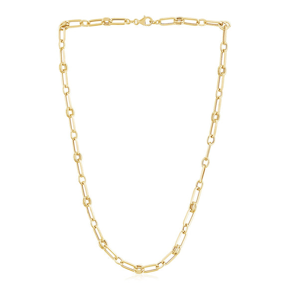 Brand New 14k Yellow Gold High Polish Paperclip Rondel Link Chain (5.60 mm)