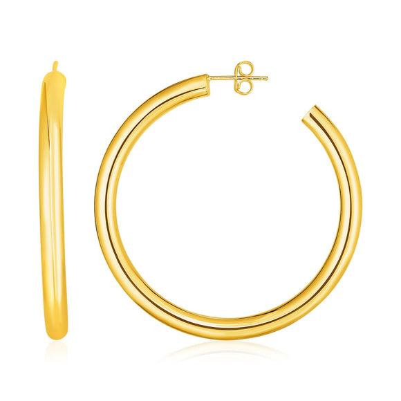 14k Yellow Gold Polished Hoop Earrings(4x40mm)