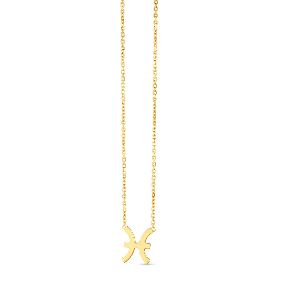 Brand New 14K Yellow Gold Pisces Necklace