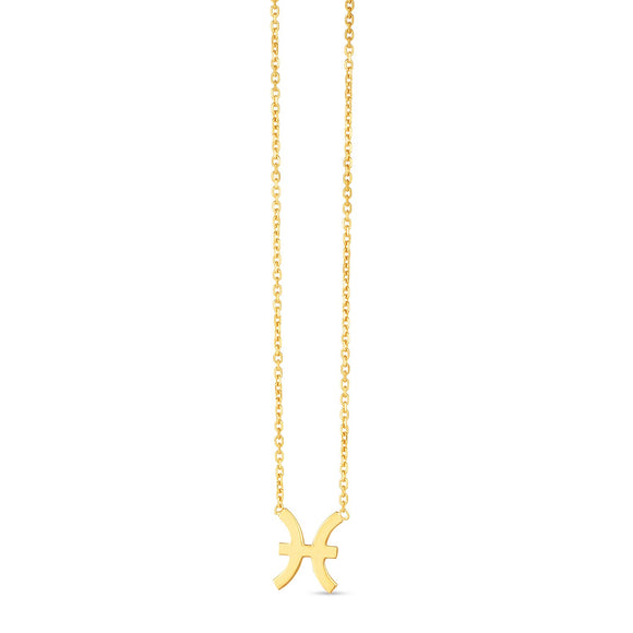 Brand New 14K Yellow Gold Pisces Necklace