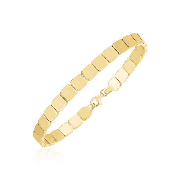 Brand New 14k Yellow Gold High Polish Square Link Bracelet (6.00 mm)