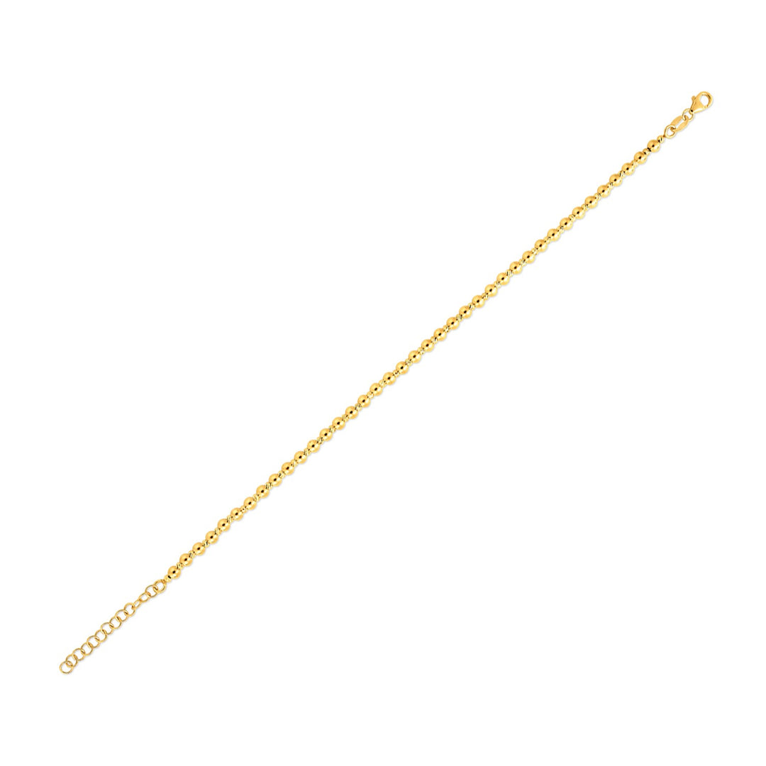 Brand New 14k Yellow Gold Spaced Bead Bracelet  (3.00 mm)