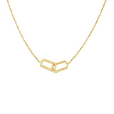 Brand New 14k Yellow Gold Necklace with Interlocking Petite Rectangles