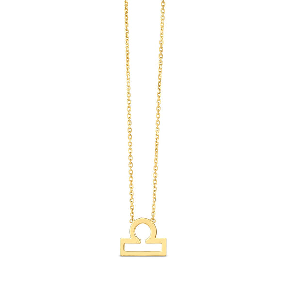 Brand New 14K Yellow Gold Libra Necklace