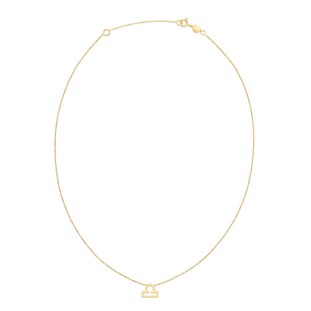 Brand New 14K Yellow Gold Libra Necklace