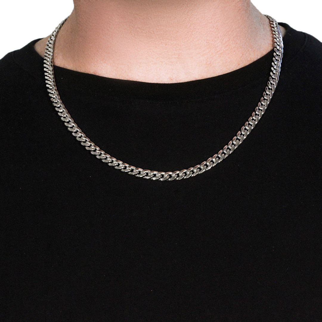 Brand New 14K White Gold Miami Cuban Semi Solid Chain (7.00 mm)