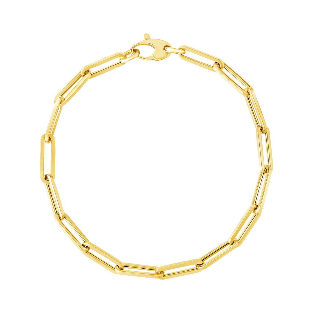 Brand New 14K Yellow Gold Bold Paperclip Chain Bracelet (4.20 mm)