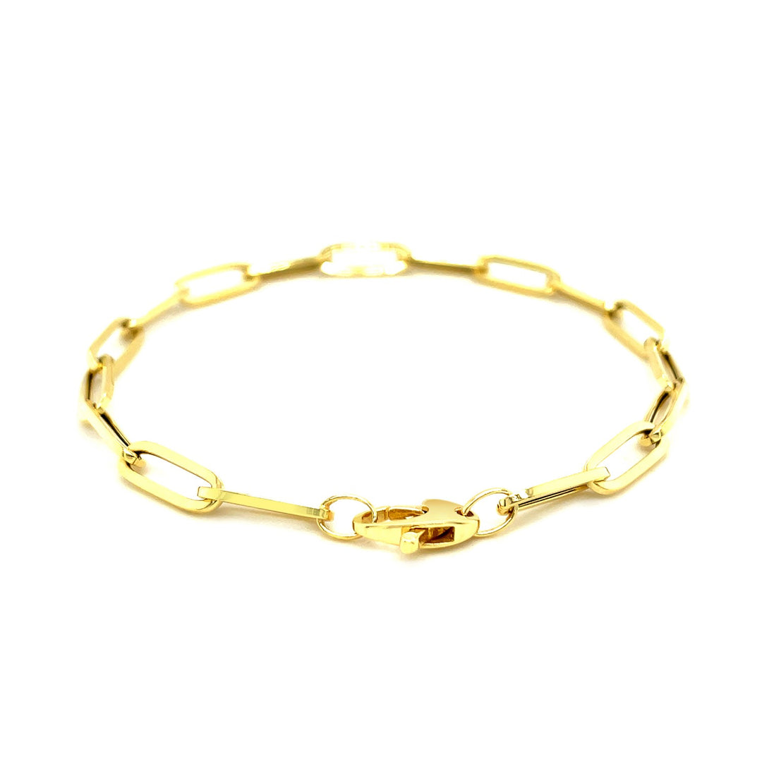 Brand New 14K Yellow Gold Bold Paperclip Chain Bracelet (4.20 mm)