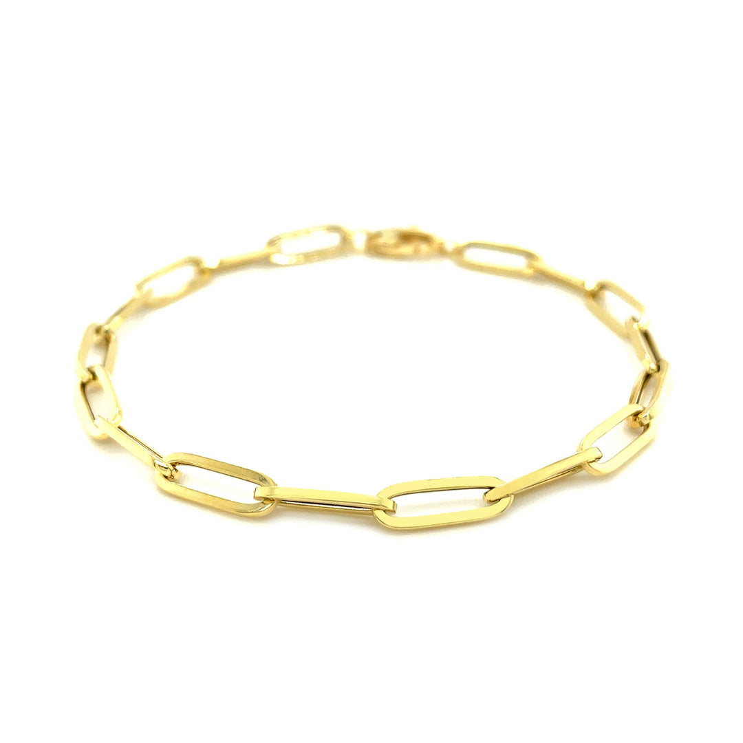 Brand New 14K Yellow Gold Bold Paperclip Chain Bracelet (4.20 mm)