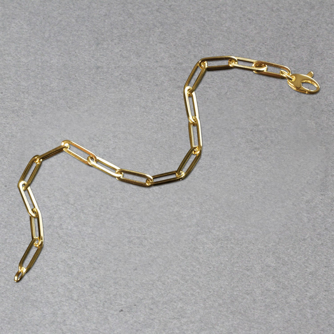 Brand New 14K Yellow Gold Bold Paperclip Chain Bracelet (4.20 mm)