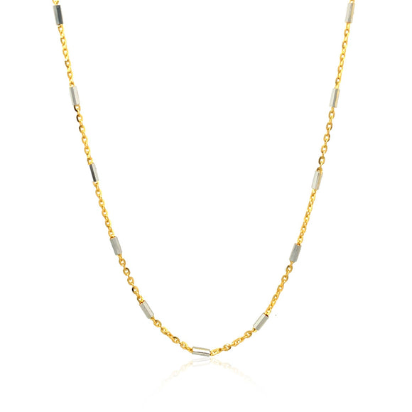 Brand New Bar Links Pendant Chain in 14k Two Tone Gold (1.40 mm)