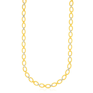 Brand New 14k Two-Tone Gold Multi-Textured Oval Link Fancy Necklace