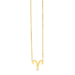 Brand New 14K Yellow Gold Aries Necklace