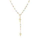 Brand New 14k Tri-Color Gold Rosary Chain Necklace