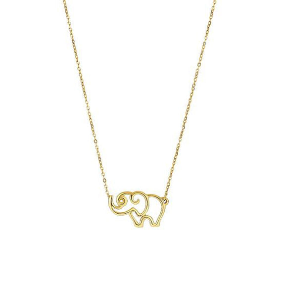 Brand New 14k Yellow Gold Elephant Necklace