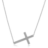 Brand New 14k White Gold Plain Cross Motif Necklace