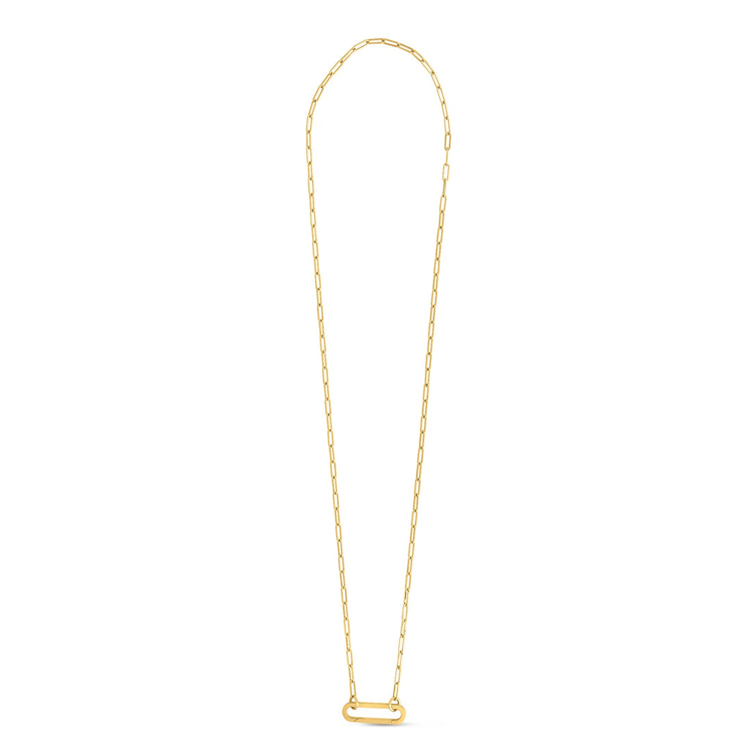 Brand New 14k Yellow Gold Elongated Link Paperclip Necklace