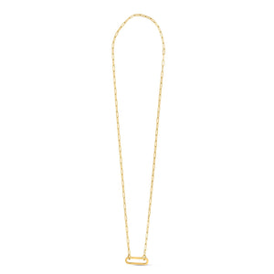 Brand New 14k Yellow Gold Elongated Link Paperclip Necklace