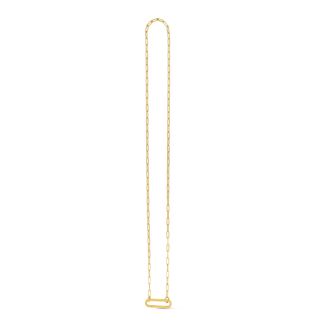 Brand New 14k Yellow Gold Elongated Link Paperclip Necklace