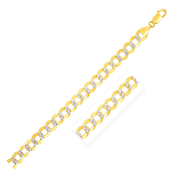 Brand New 14k Two Tone Gold Pave Curb Chain (7.00 mm)