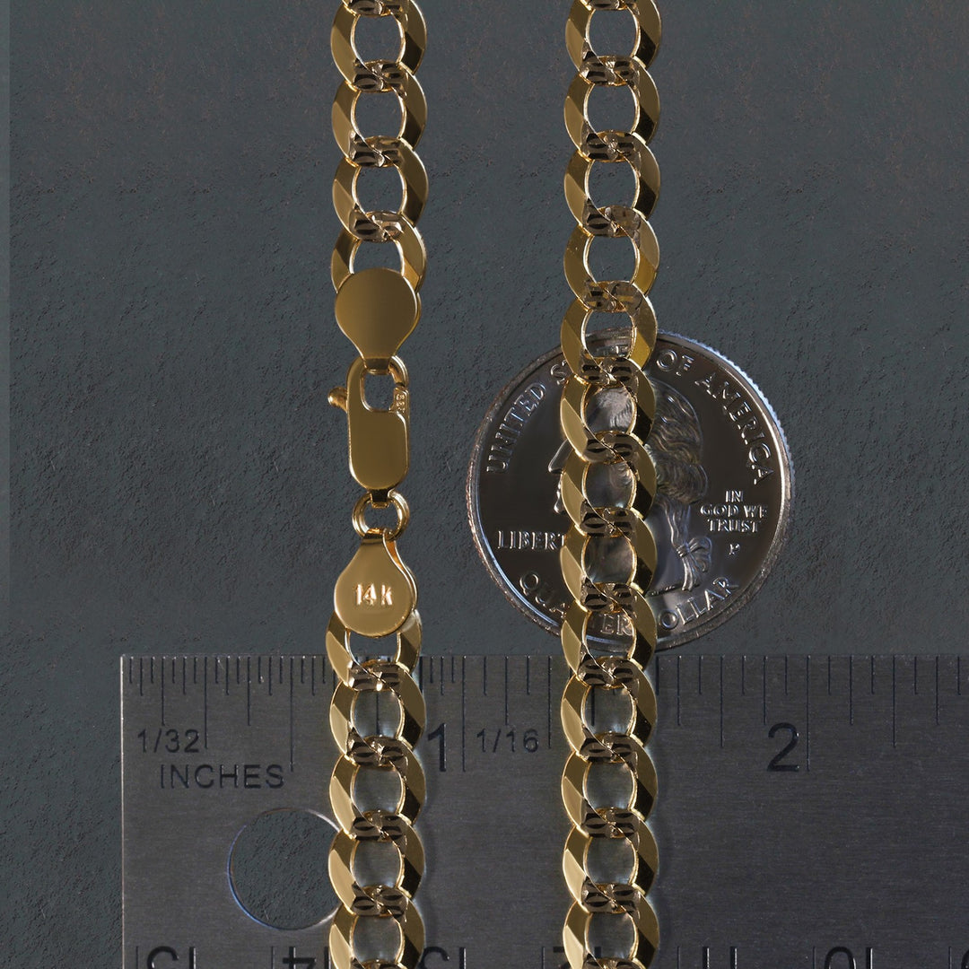 Brand New 14k Two Tone Gold Pave Curb Chain (7.00 mm)