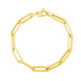 Brand New 14K Yellow Gold Extra Wide Paperclip Chain Bracelet (6.10 mm)