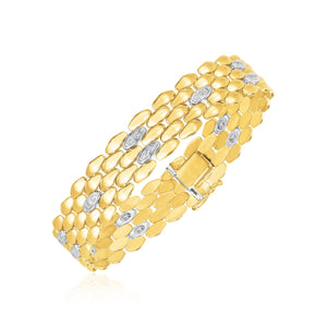 Brand New 14k Two Tone Gold High Polish Diamond Panther Bracelet  (12.00 mm)