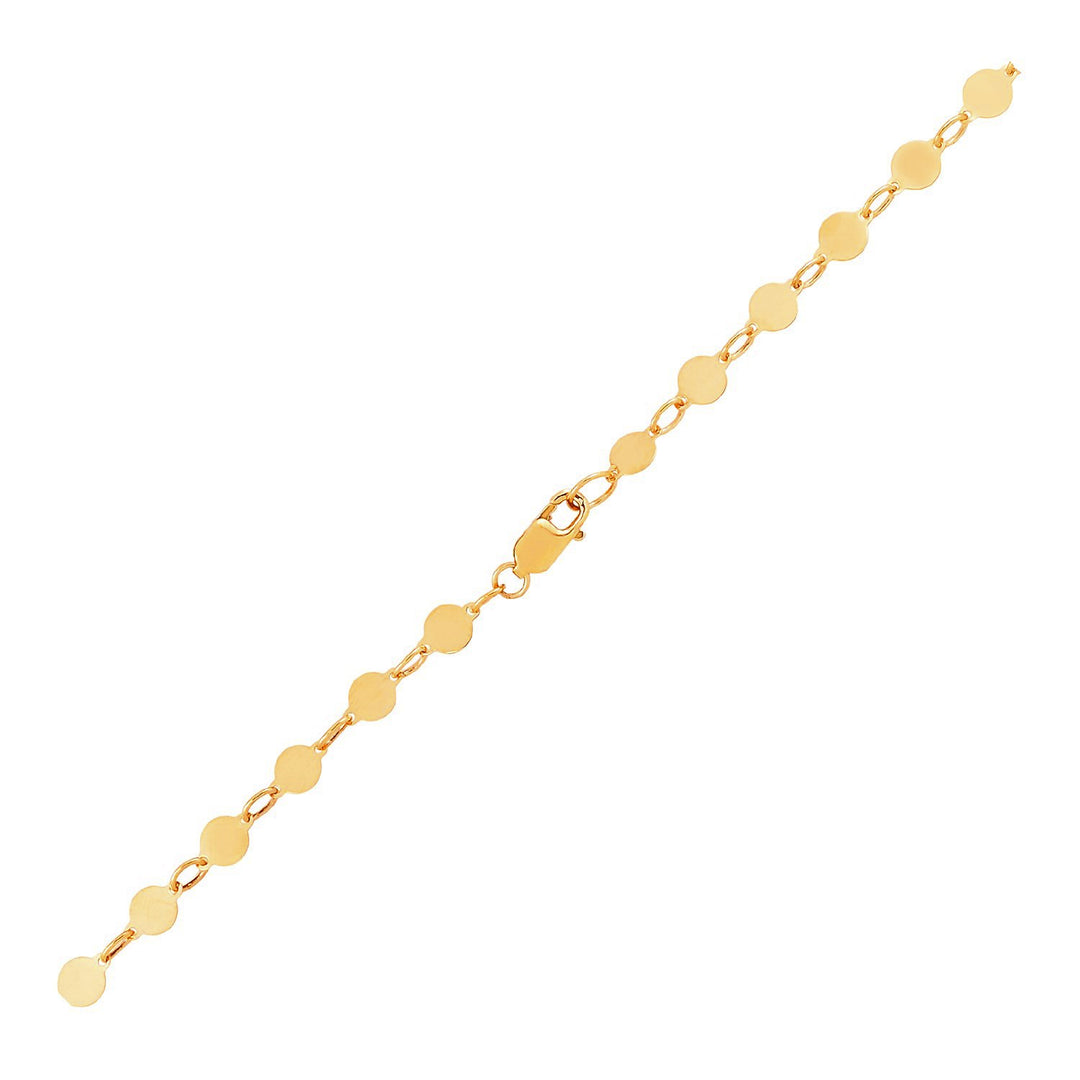 Brand New 14k Yellow Gold Bracelet with Polished Circles (3.90 mm)