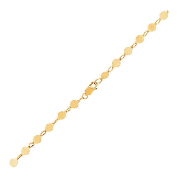 Brand New 14k Yellow Gold Bracelet with Polished Circles (3.90 mm)