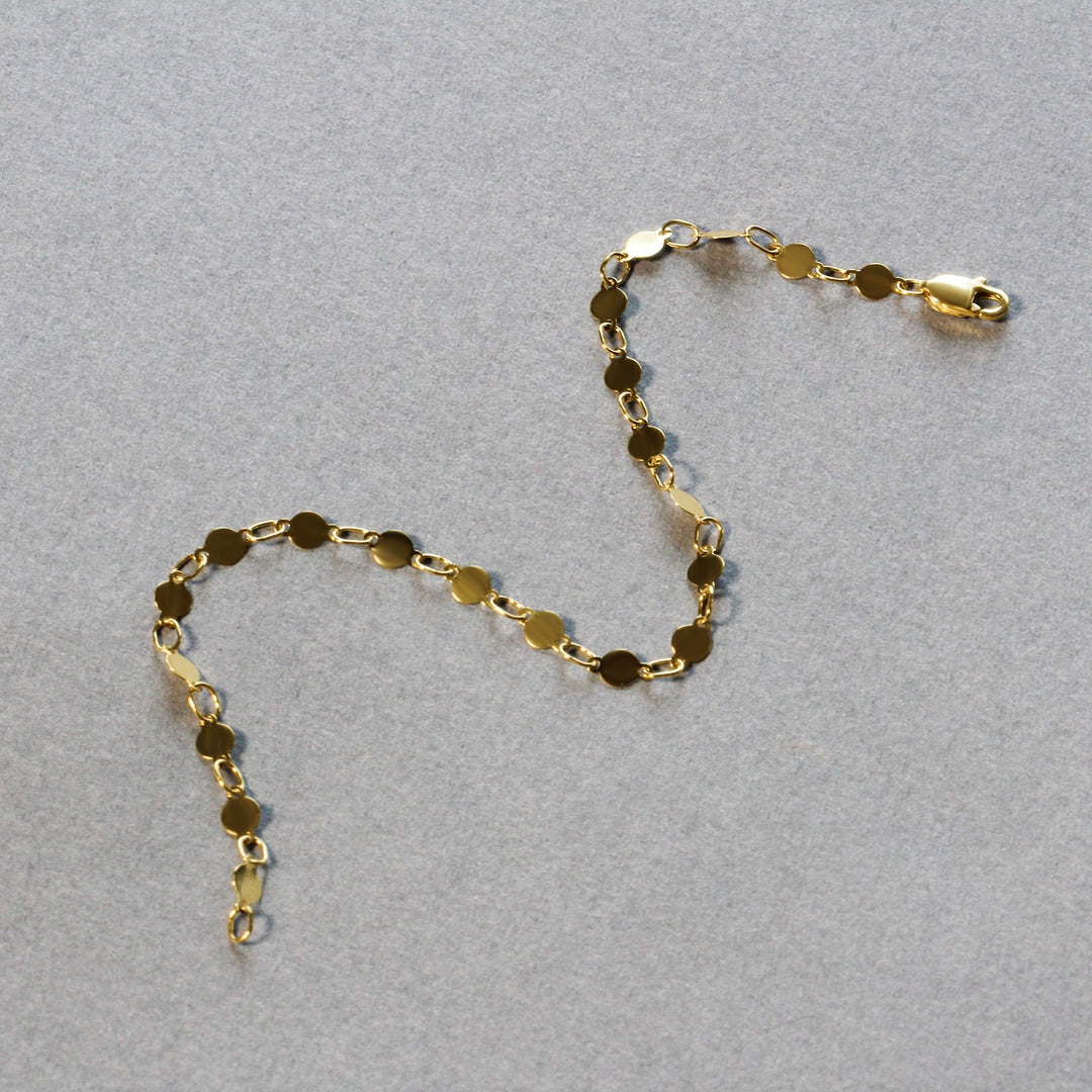 Brand New 14k Yellow Gold Bracelet with Polished Circles (3.90 mm)