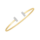 Brand New 14k Two Tone Gold Diamond Tee Bar Bangle (2.00 mm)