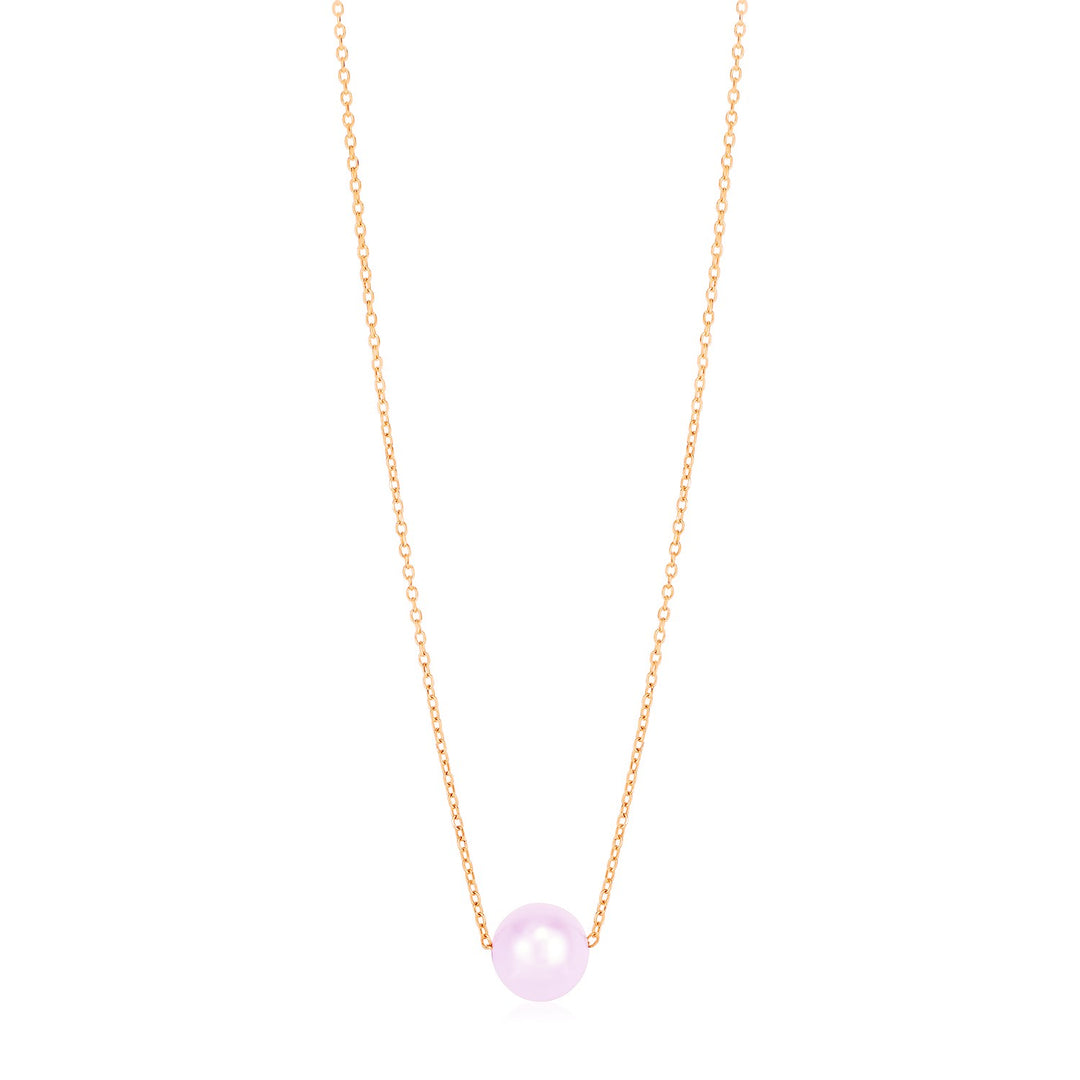 Brand New 14k Rose Gold Pearl Solitaire Necklace