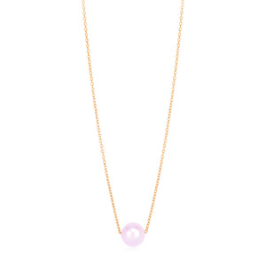 Brand New 14k Rose Gold Pearl Solitaire Necklace