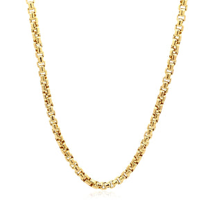 Brand New 14k Yellow Gold Round Box Chain (3.4 mm)