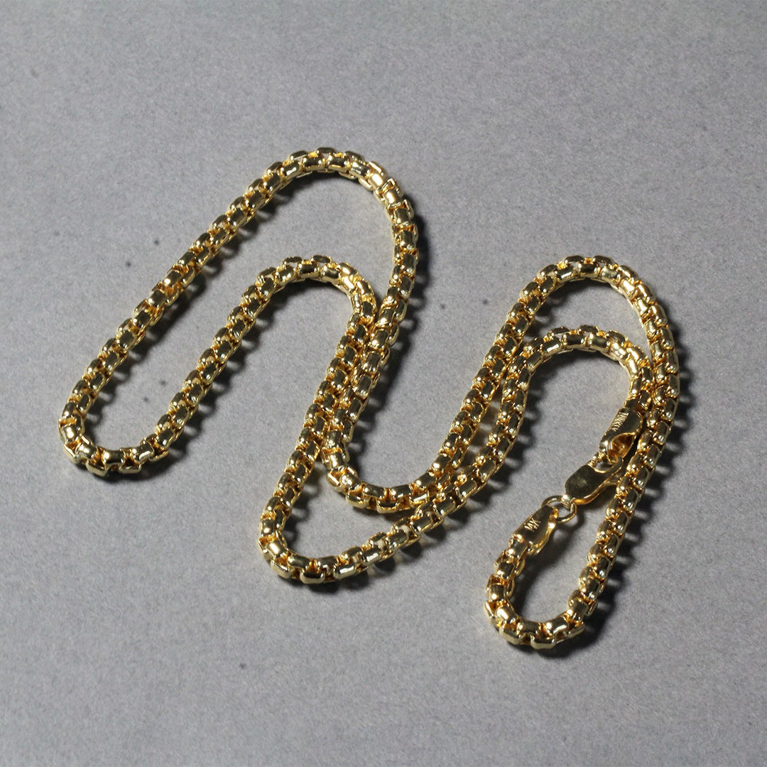 Brand New 14k Yellow Gold Round Box Chain (3.4 mm)