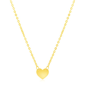 Brand New 14k Yellow Gold Polished Mini Heart Necklace