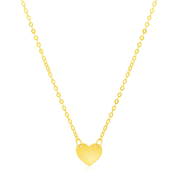 Brand New 14k Yellow Gold Polished Mini Heart Necklace