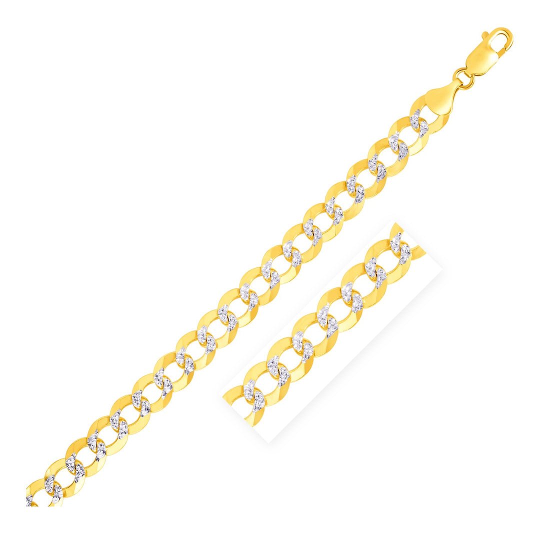 Brand New 14k Two Tone Gold Pave Curb Bracelet (8.30 mm)